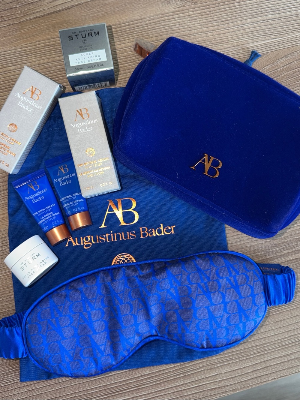 Augustinus Bader Royal Blue Skincare Set with Velvet Pouch & Eye Mask